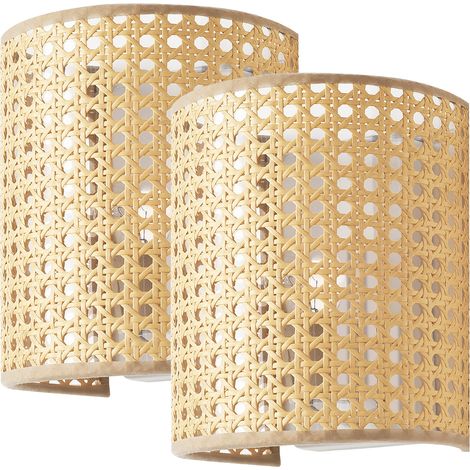 Lot de 2 appliques murales E27 20 x 16 x 12 cm blanc aspect rotin