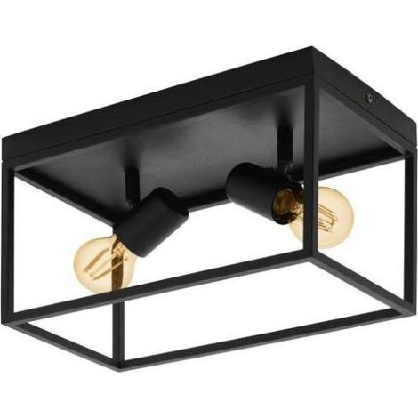 Plafoniera Moderna Silentina Acciaio Nero 2 Luci E27 (1/4)
