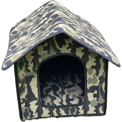 Sollbry Caseta impermeable para gatos de exterior, caseta para perros pequeños, suministros de invierno para mascotas (camuflaje, 38 x 35 x 38 cm) (1/2)
