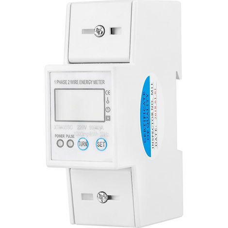 Compteur d'électricité numérique monophasé 2P sur rail avec fonction de communication RS485, capable de mesurer l'énergie électrique (1/5)