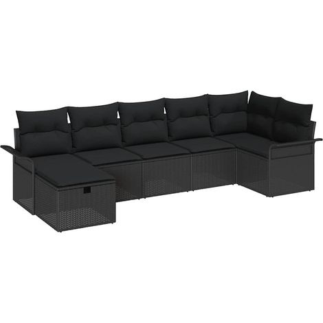 Maison Exclusive - Set Divano da Giardino con cuscino 7 pcs Nero polyrattan