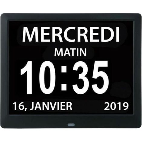 Horloge calendrier numérique One Piece 7 pouces avec date et heure, horloge Alzheimer pour parents, machine de rappel de médicaments pour grands-parents et enfants,noir,204 x 143 x 24mm (1/4)
