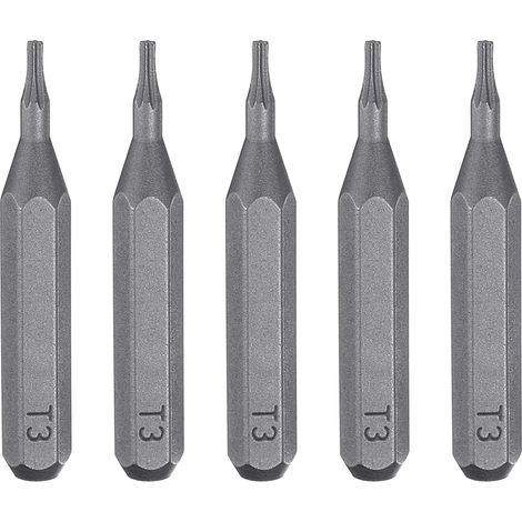 5pcs T3 Embout de Tournevis Torx 5/32" Tige Hexagonale 28mm Longueur Acier S2 Magnétique Tête Étoilée à 6 Pans pour Tournevis Manuels Électriques Réparation de Précision (1/5)