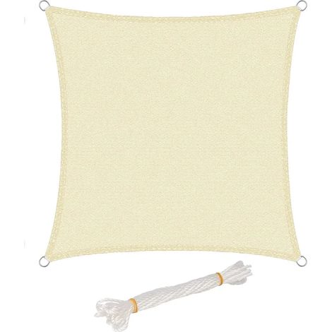Voile d'ombrage carrée 3,6 x 3,6 m, couleur crème, respirante, protection solaire et UV (1/5)