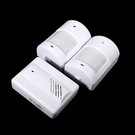 Alarma de timbre inalámbrico, detector de movimiento blanco con receptor y transmisor de largo alcance