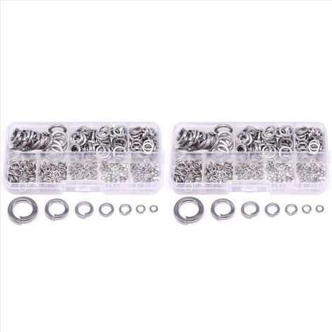 Rondelles à ressort, assortiment de rondelles en acier inoxydable 304 (820 pièces, 8 tailles)-Chrom (1/5)