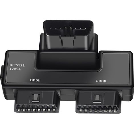 APEX Répartiteur OBD2 OBDII 16 broches OBD II avec interface CC pour transmission à haute vitesse, 1 connecteur mâle vers 2 connecteurs femelles, type universel, convient à tous les véhicules OBD2. (1/5)
