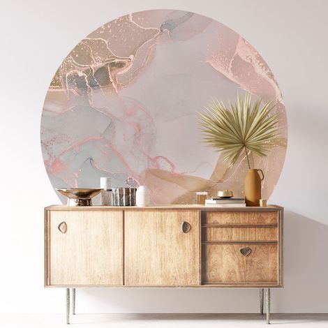 Sticker mural rond / cercle - Effet Marbré - Diamètre 40 cm - Adhésif MAT (1/3)