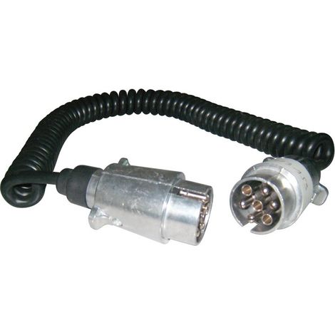 Maxter – Rallonge spirale 7 conducteurs 3,5m – Câble 7 x 0,75 mm² – Prise mâle métal pour chantiers humides – Usage professionnel