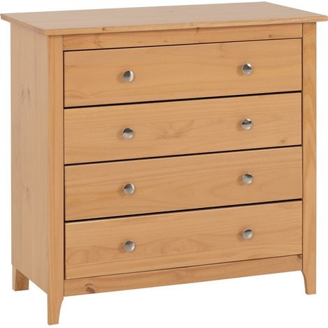Oslo 4 Drawer Chest - L40 x W80.5 x H78.5 cm - Antique Pine