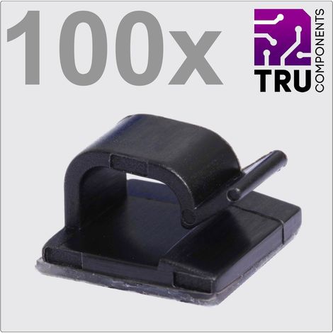 TRU COMPONENTS T24CA020 Kabelclip selbstklebend TC-12888436 Bündel-Ø-Bereich 1 bis 7 mm   Schwarz 10