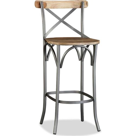 Chaise de bar Tabouret de bar - Tabouret Haut Bois de manguier massif BV762043 - BonneVie (1/5)