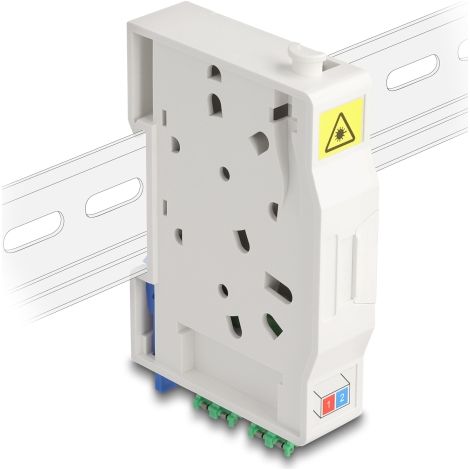 Delock Caja de conexiÃ³n de fibra Ã³ptica para carril DIN con soporte de empalme y 2 x acoplador LC Duplex