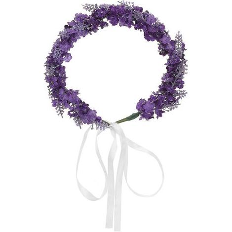 Blumenstirnband, künstliche Lavendelblütengirlande, modisches Accessoire für den Strandurlaub (dunkelviolett) – 20,00 x 20,00 x 1,00 cm – Lila (1/4)