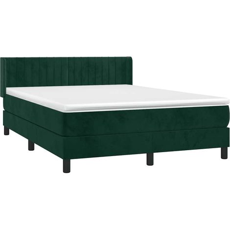 Box Spring Bed with Mattress Dark Green 140x200 cm Velvet vidaXL
