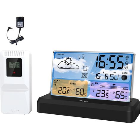 Estación meteorológica digital con sensor exterior, termómetro-higrómetro interior, reloj atómico, pronóstico de fases lunares y presión. (1/5)