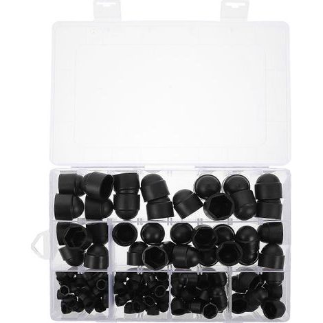 145 Sechskantkappen für Schrauben und Muttern, robuste und praktische Schraubenschutzkappen (Schwarz) – 2 x 2 x 2 cm – Schwarz (1/3)