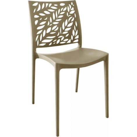 Sedia in polipropilene Luma con schienale con dettaglio con foglie taupe set 4 pezzi