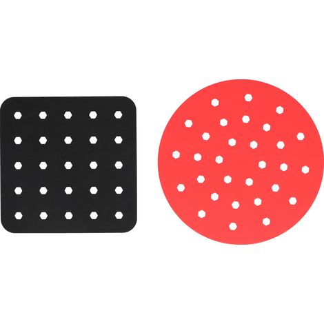 Filtre de friteuse réutilisable en silicone antiadhésif, tapis de cuisson vapeur pour panier, accessoires de cuisine (carré noir, rond rouge)