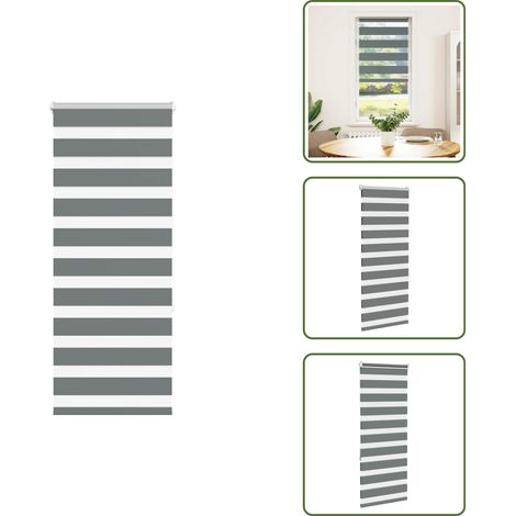 Store zèbre gris foncé largeur du tissu 50,9 cm polyester - Store Zébré - Stores Zébrés - Store À Enrouleur Zébré - Double Store À Enrouleur (1/5)