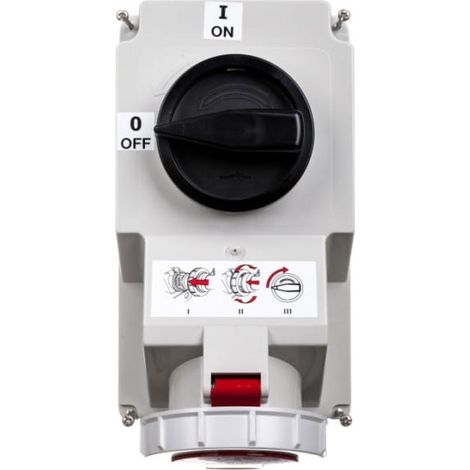 Presa fissa con interruttore 0-1 grande 32A 5P 400V IP67 /blocco meccanico/ 75252-6