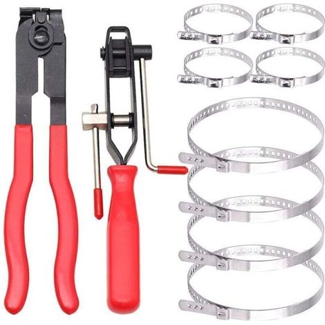 Collier De Serrage, 2 Pinces Pinces Collier Cardan Et Pince Colliers Bandes À Sertir Avec L’offre De 8 Pcs De Collier-- (1/4)
