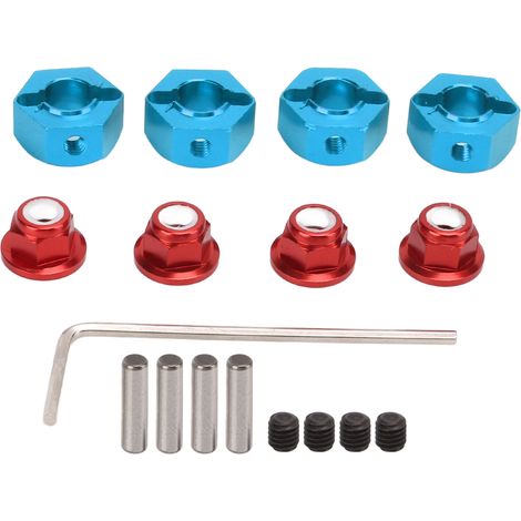 Douille de roue en alliage d'aluminium 12mm, extension hexagonale anti-dérapage pour voiture RC 1/10 1/12, bleue (1/5)