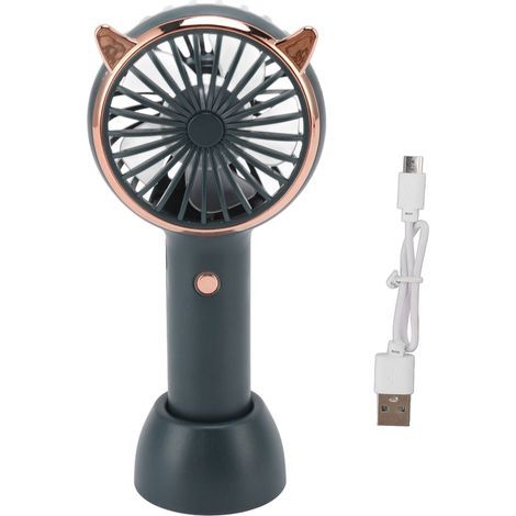 Ventilateur de Poche Mini USB avec Oreilles de Chat, 3 Vitesses, Rechargeable, Portable pour Voyage et Activités Extérieures Vert (1/5)