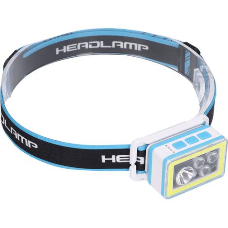 Lampe frontale magnétique à LED COB avec chargement USB par induction pour les aventures en plein air, le cyclisme et les réparations. Bleu clair. (1/5)
