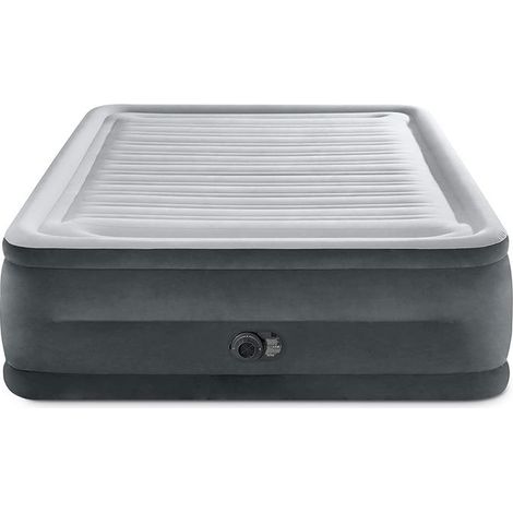 Intex 64418ND Dura-Beam Comfort Plush Materasso Gonfiabile Matrimoniale 152x203x56 cm Fiber-Tech Pompa Integrata 272 Kg colore Grigio