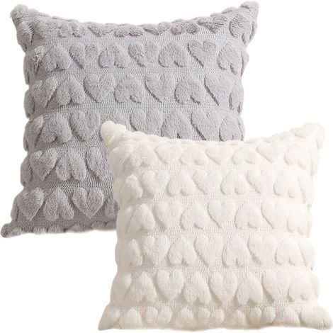 Lot de 2 housses de coussin décoratives Love 45 x 45 cm, douces et moelleuses, style champêtre, pour la décoration de votre maison au printemps et pendant les fêtes. (1/5)