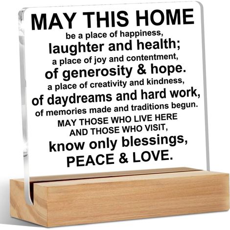 Cadeaux de bienvenue dans une nouvelle maison pour femmes et hommes, panneau en acrylique pour décoration de bureau avec support en bois, cadeaux de bienvenue, panneaux de décoration de bureau pour sa (1/5)