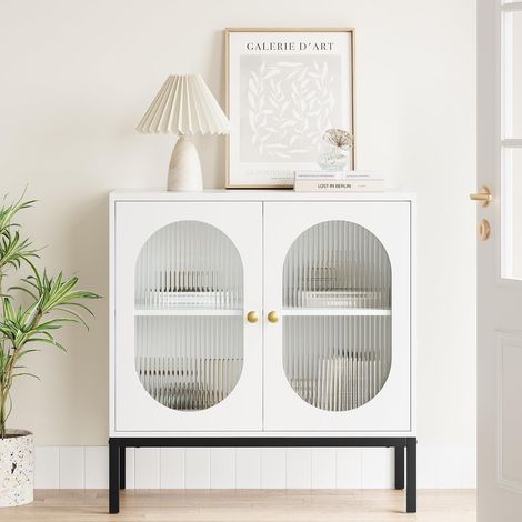 Meuble vitré multifonction vitrine buffet meuble télé cadre bois salon cuisine couloir (1/5)