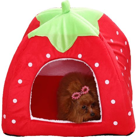 Sollbry Cama plegable para mascotas, aislante, para exteriores, nido de fresa, almohadilla cálida roja, para interiores, 36 x 36 cm (1/3)