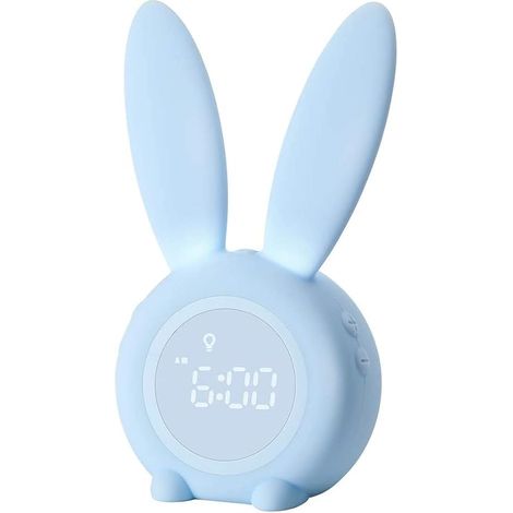 Réveil lapin réveil pour enfants Réveil lumineux avec motif lapin Bleu mignon pour filles de la lumière Réveil Fonction Snooze Aimant Installation Timed Lapin Horloge Bleu (1/5)