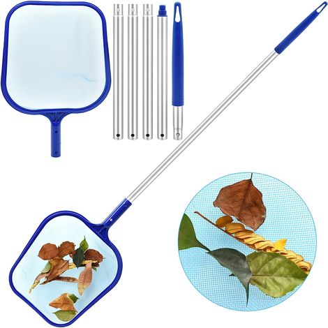 Épuisette de Piscine,Épuisettes de Surface pour Piscine,Épuisettes de Fond 1.2M Filet D'écumoire de Piscine avec TéLescopique Poignée, Epuisette de Nettoyage pour Piscine,Spa,étangs (1/5)