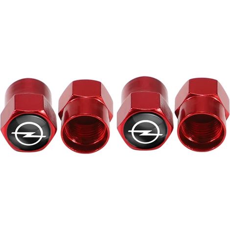 (Rouge pour Opel) 4 bouchons de valve de pneu en alliage d'aluminium, accessoires anti-poussière, compatibles avec Opel OPC Corsa Astra Insignia Mokka Grandland Vectra Zafira (1/5)