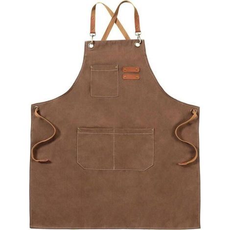 Brown Canvas Aprons, Work Aprons for Men and Women, Chef Aprons, Waiter Aprons, for Kitchen, Cooking, and Baking (1/4)