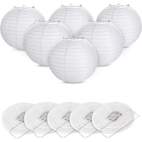 12pcs Lanterne en papier abat-jour Lampion en forme de boule blanche forme de balle pour hocht Temps Église Garden Party Décoration(Blanc) (1/5)