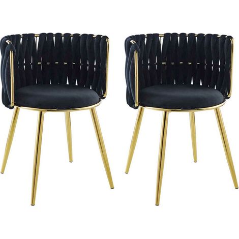 Lot de 2 Chaises en Velours "Milla" 80cm Noir (1/5)
