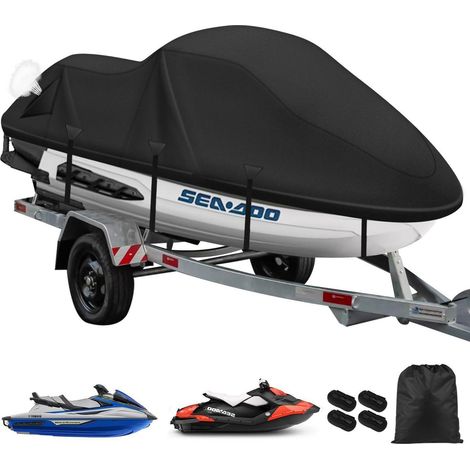 Jet Ski Abdeckplane 900D Schwerlast Wasserdicht Schwarz 3XL (345-370cm) (1/5)