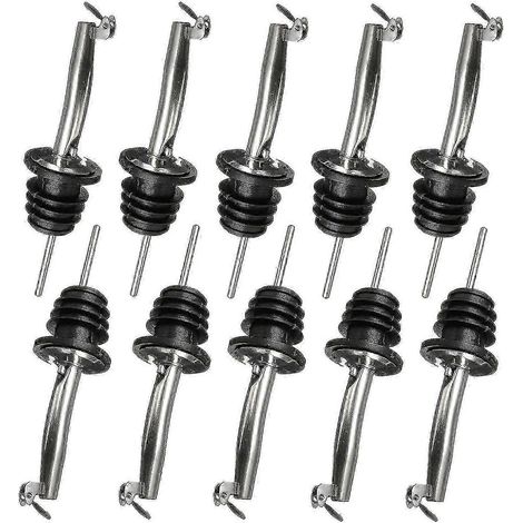 Lot de 10 becs verseurs en acier inoxydable pour bouteilles de vin, spiritueux, huile d'olive, café, sirop et vinaigre (1/4)