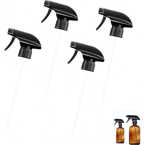 Sprühkopf – 4er-Pack – PP-Kunststoff – Verstellbar, auslaufsicher – Garten, Küche, Reinigung – Schwarz (1/5)