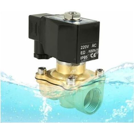 3/4 Inch CUIYU Brass Electric Solenoid Valve 220VAC 0-10 Bar VITON Normally Closed 150C for Automatic Garden Watering (1/5)