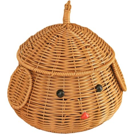 de rangement OUNONA en plastique fait main avec couvercle