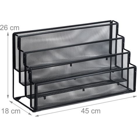 Portadocumenti moderno 26 x 45 x 18 cm 4 scomparti pratico design essenziale in metallo nero 130014156
