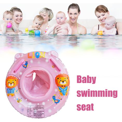 [Anneau de Natation pour Bébé] Gilet Flottant pour Enfant avec Siège, Gonflage Double Chambre pour Piscine ou Baignoire, PVC 0.25mm, Taille 50x50cm, Bleu ou Rose, Pour 6 à 36 mois (Support jusqu'à 24 