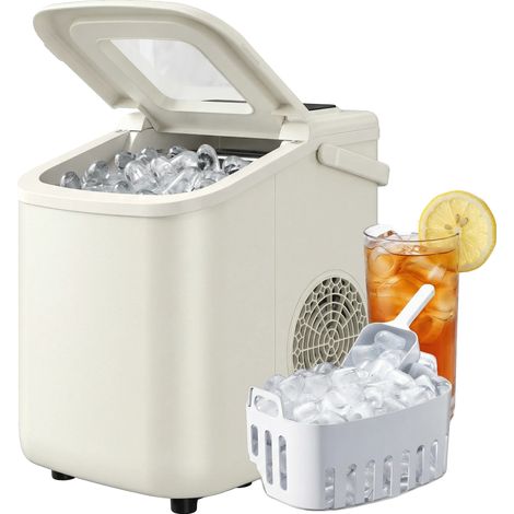 Machine à glace, production quotidienne de 12 kg, cubes prêts rapidement, Beige (1/5)