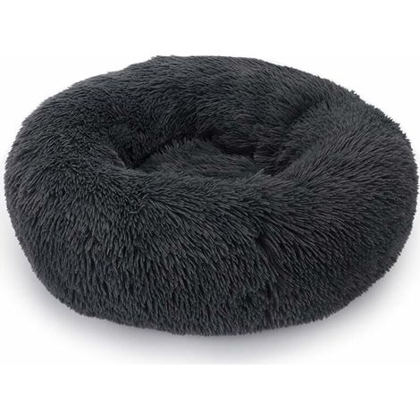 Lit Moelleux Rond Panier pour Chats et Chien Extra Large Lavable Coussin Confortable Animaux / 120cm Gris argent Foncé (1/5)