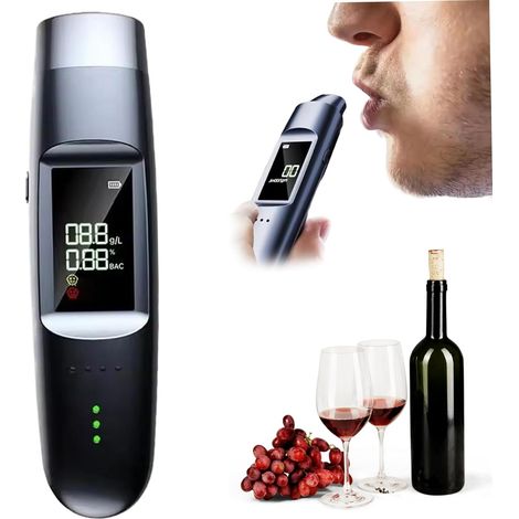 2-delige Alcoholtester, 0,000-0.199% BAC Digitale Tester, LED-display, Groen/Geel/Rood (1/5)